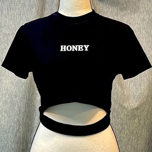 SHEIN Cropped Banded Tee “HONEY”